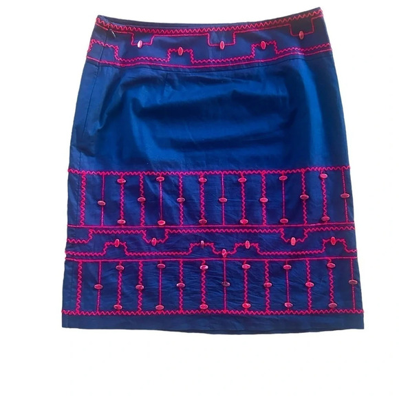 Etcetera beautiful skirt with pebble and yarn detail in bright  red- size 4 - Picture 2 of 6